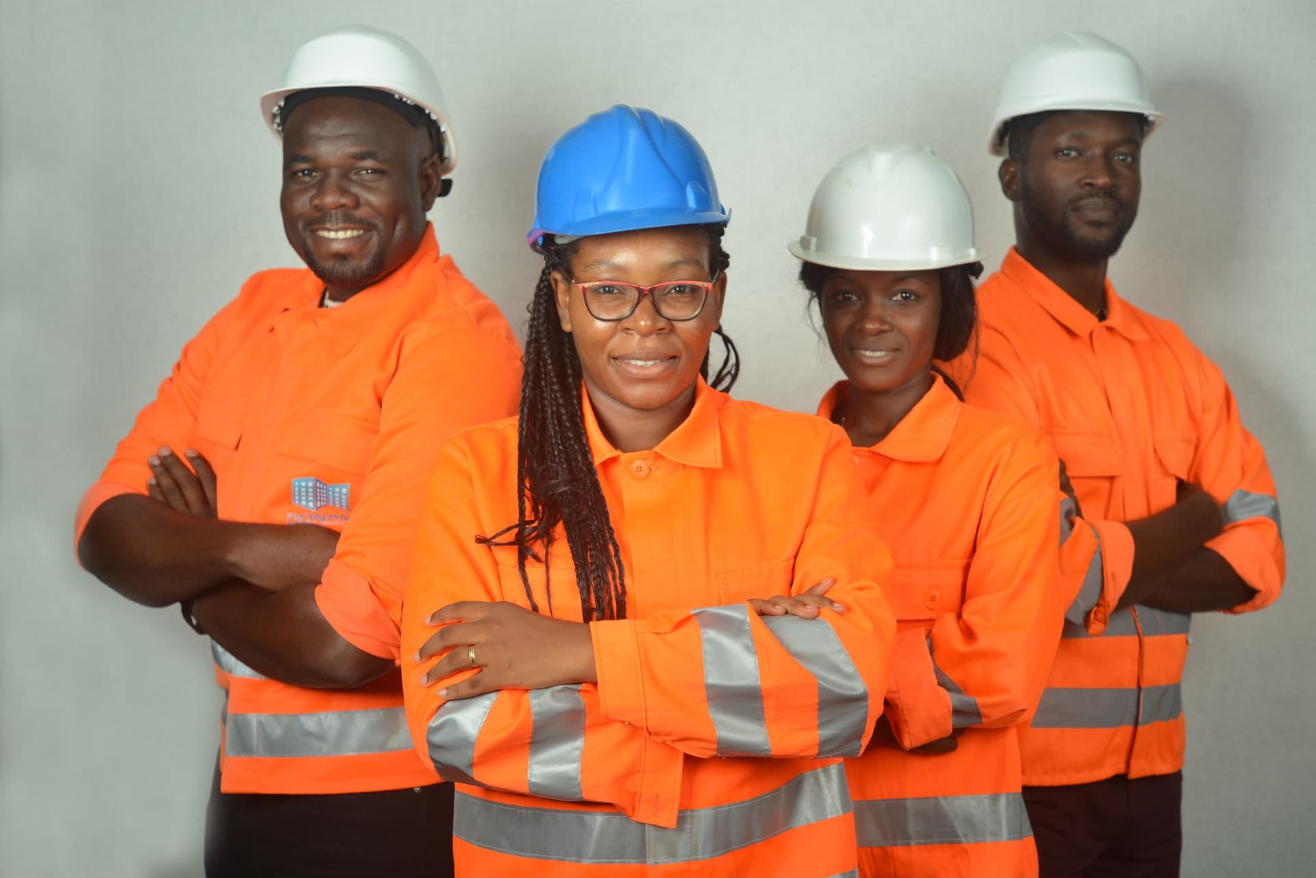 A pictures of engineers smiling.